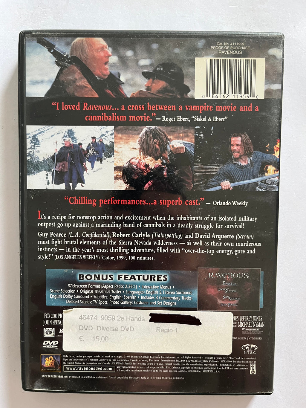 Ravenous – DVD (1999) | Guy Pearce & Robert Carlyle
