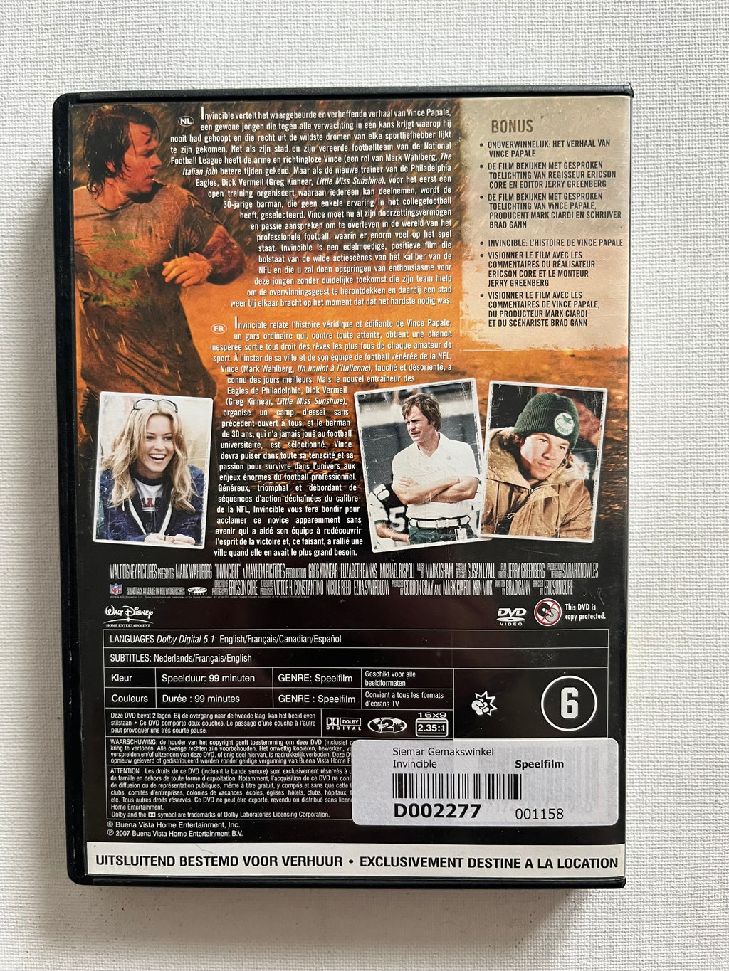 Disney Invincible – DVD (2006) | Mark Wahlberg & Greg Kinnear