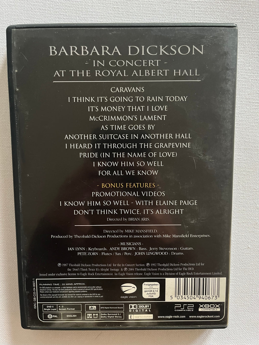 Barbara Dickson – Live at the Royal Albert Hall (DVD, 2006)