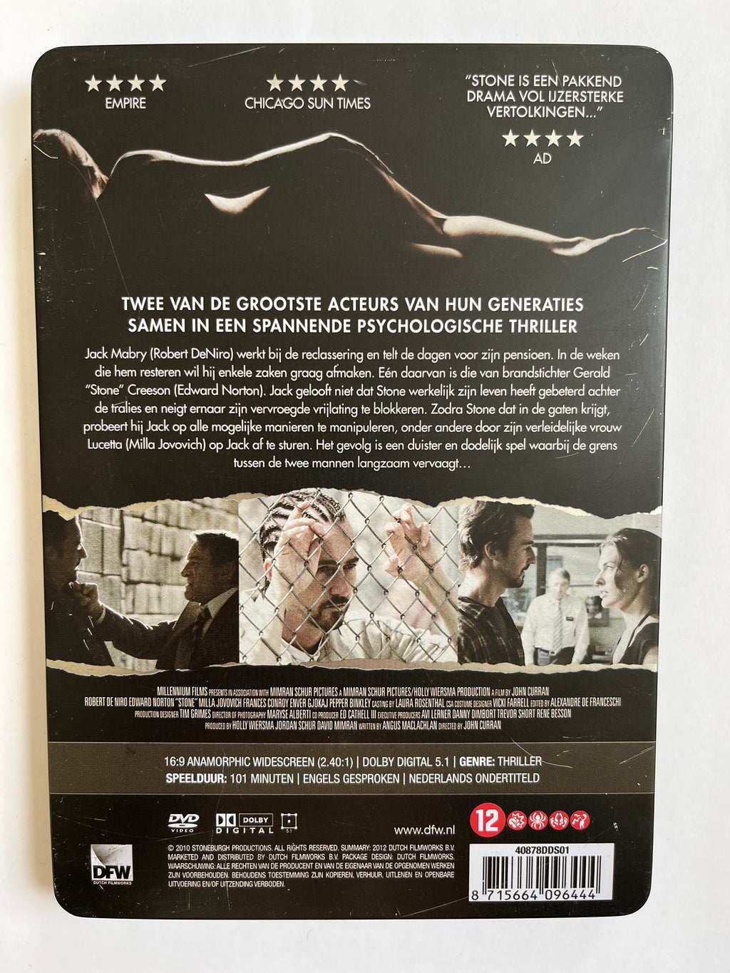 Stone – Limited Edition Metal Case DVD (2010) | Robert De Niro & Edward Norton