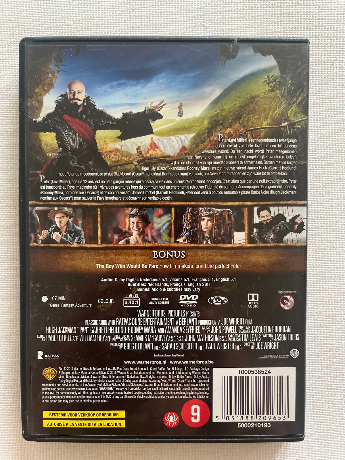 Pan – DVD (2015) | Hugh Jackman, Levi Miller & Garrett Hedlund