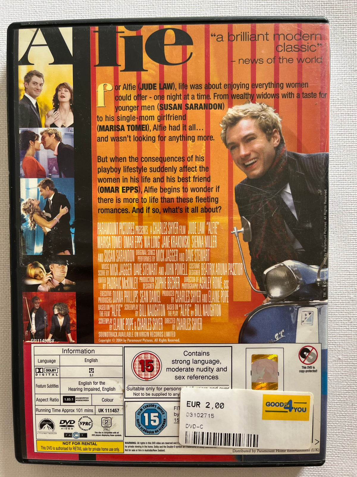 Alfie – DVD (2004) | Jude Law – Romantic Comedy Drama