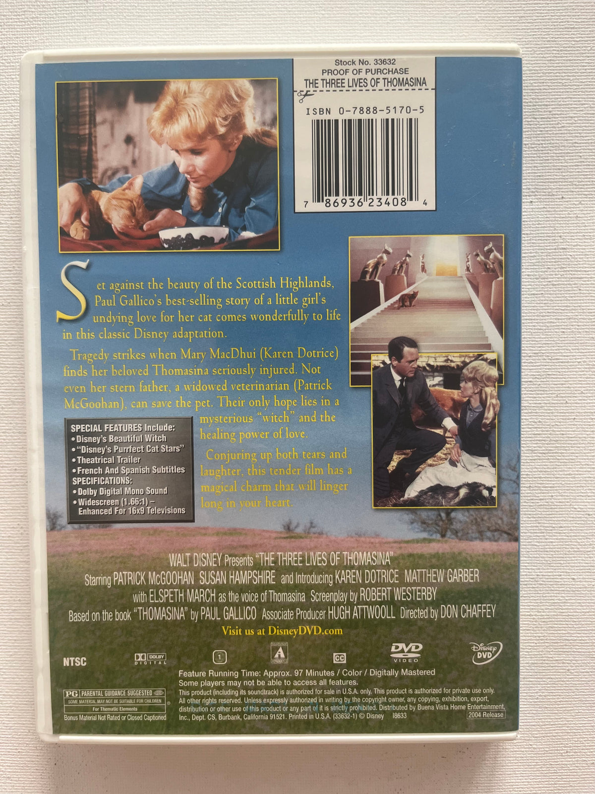Disney The Three Lives of Thomasina – DVD (1963) | Patrick McGoohan & Susan Hampshire
