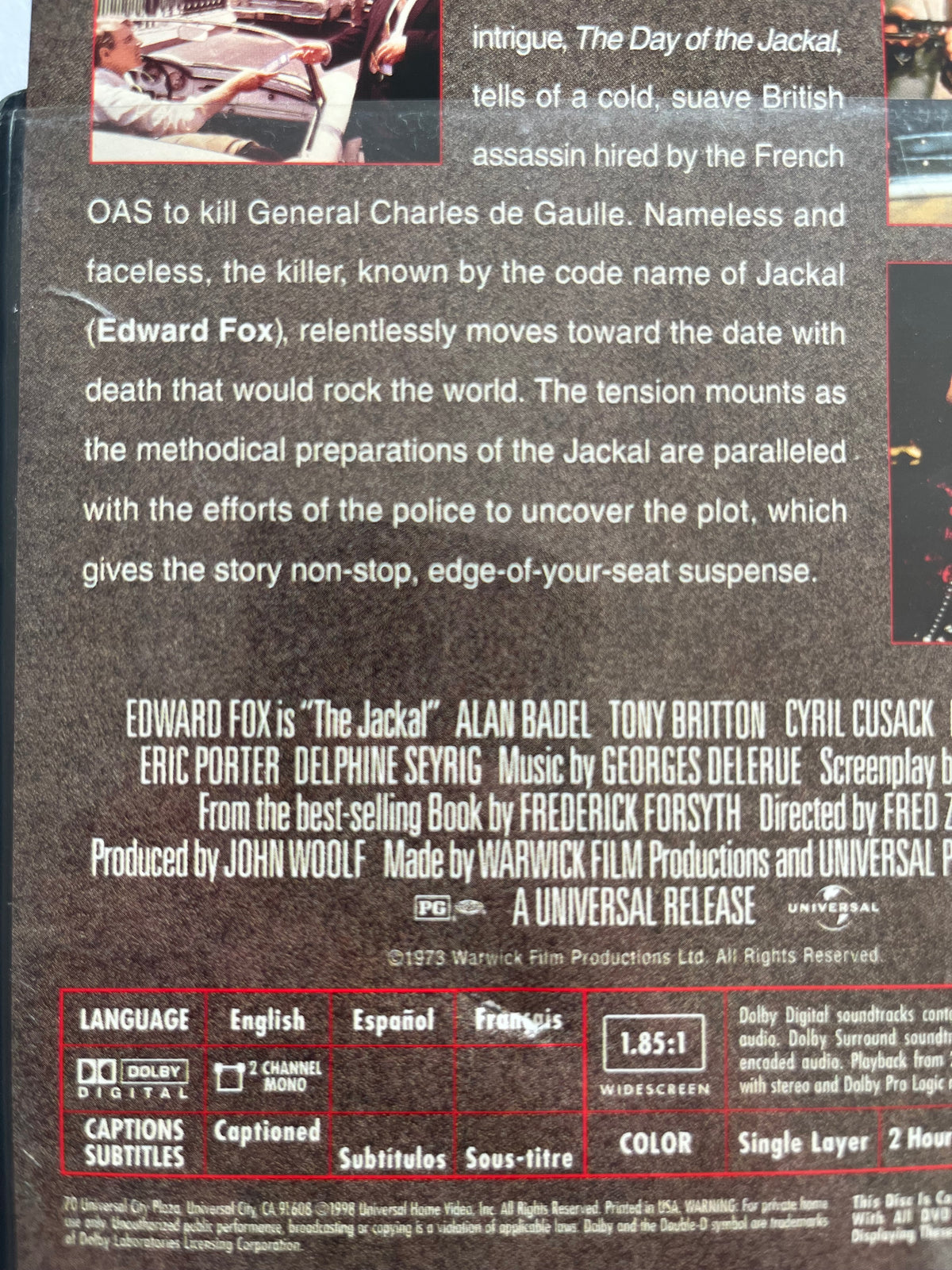 The Day of the Jackal – DVD (1973) | Edward Fox & Michael Lonsdale