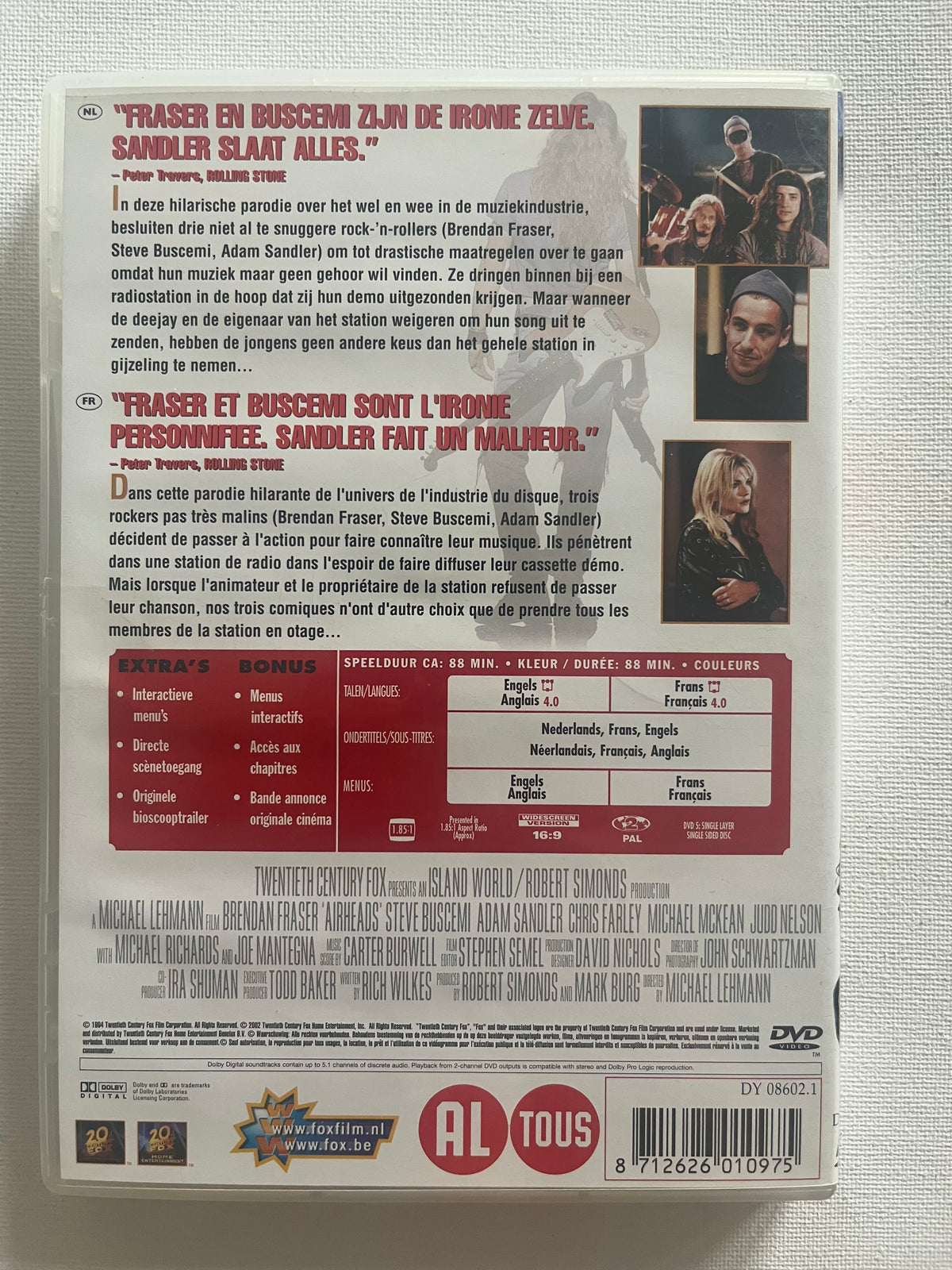 Airheads – DVD (1994) | Brendan Fraser, Steve Buscemi & Adam Sandler