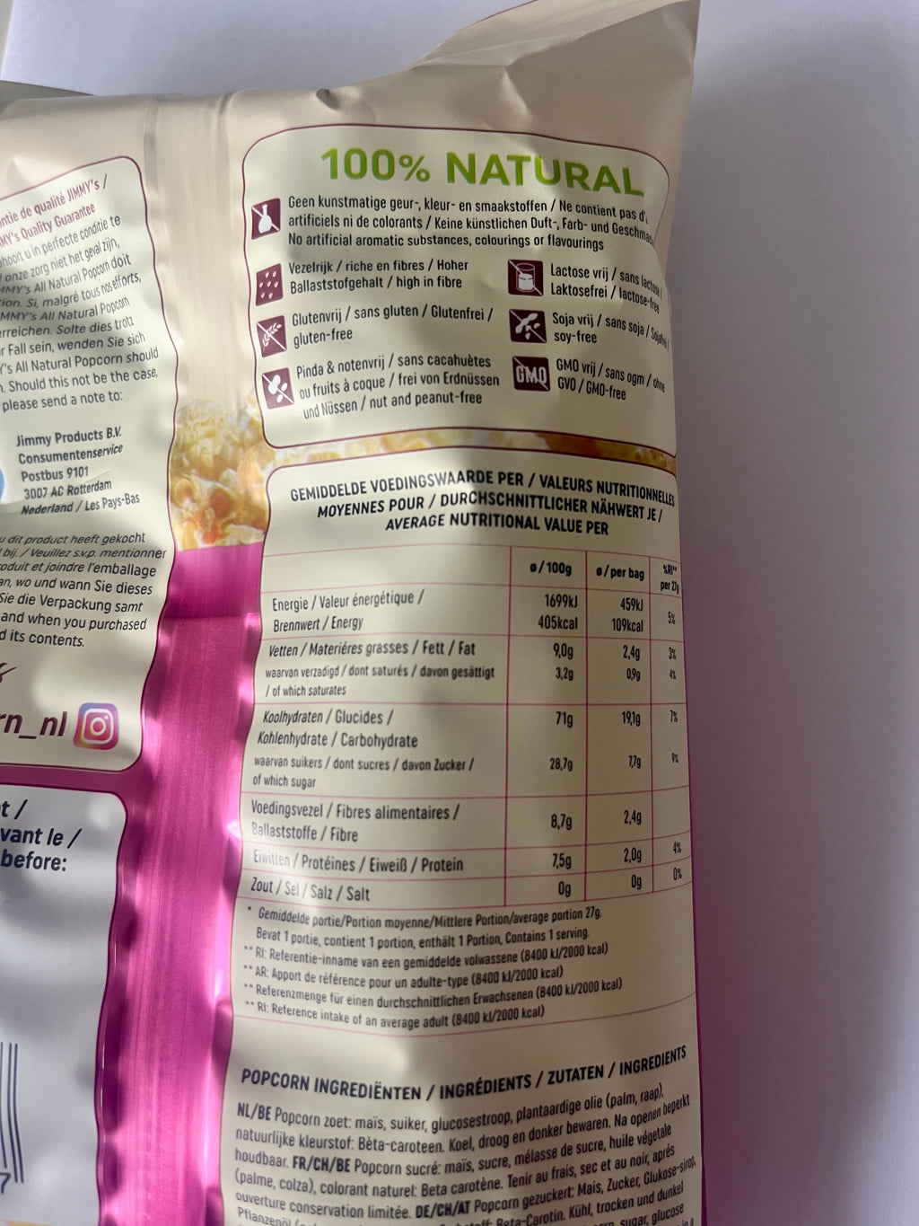 Jimmy’s Air Popped Sweet Popcorn – Vegan – 27g