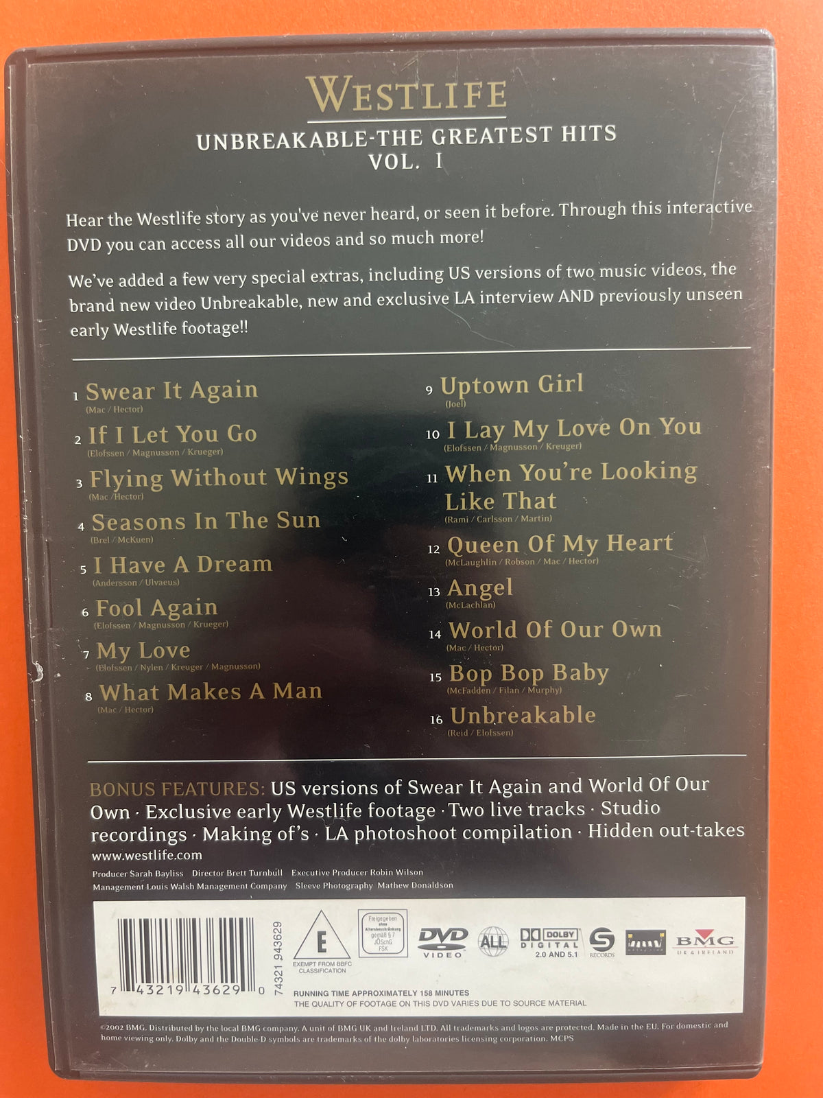 Westlife: Unbreakable – The Greatest Hits Vol. 1 – DVD (2002)