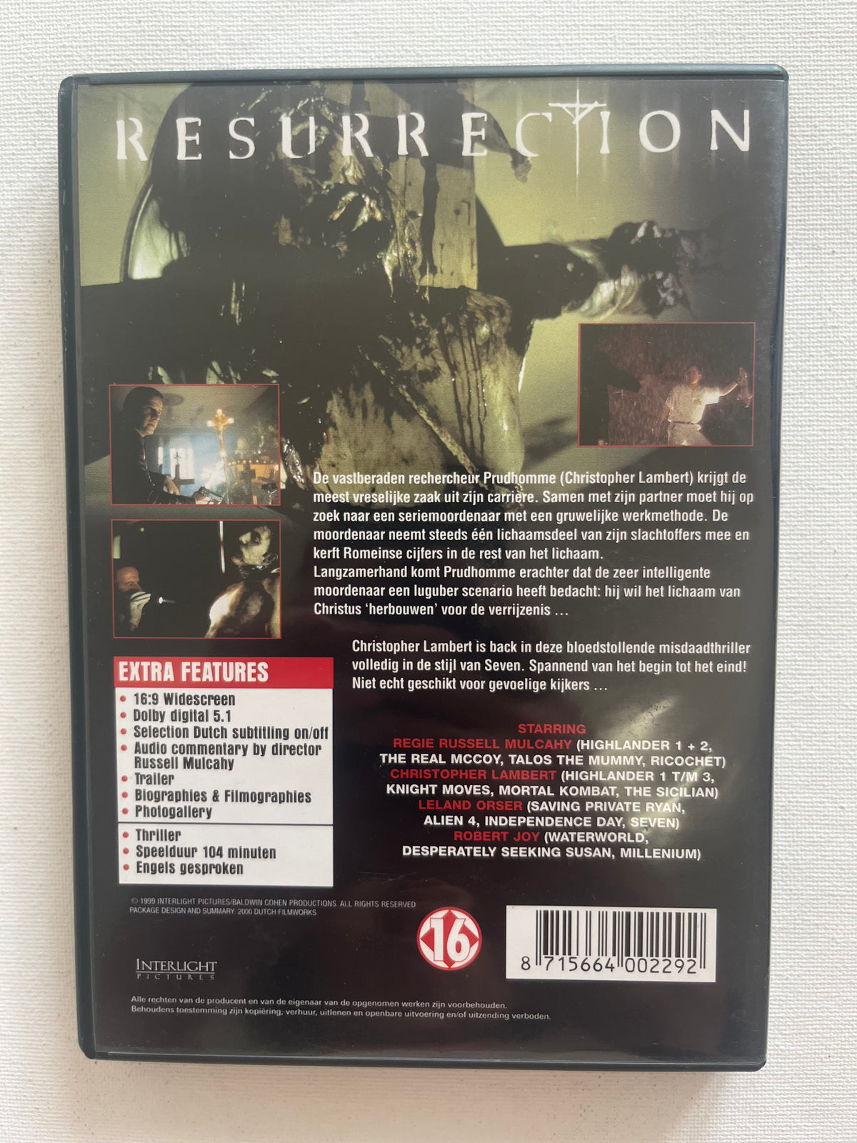 Resurrection – DVD (1999) | Christopher Lambert & Leland Orser