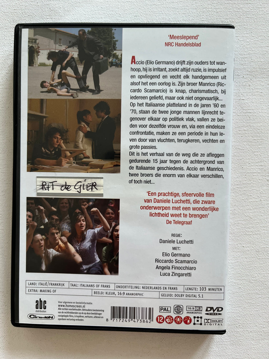 My Brother Is an Only Child – DVD (2007) | Elio Germano & Riccardo Scamarcio
