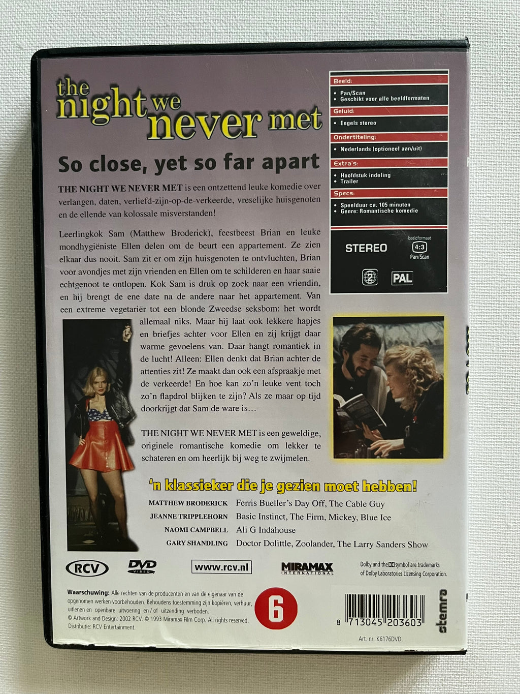 The Night We Never Met – DVD (1993) | Matthew Broderick & Annabella Sciorra