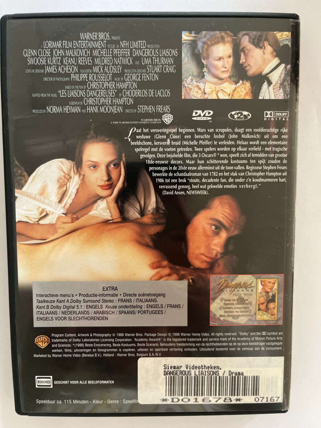 Dangerous Liaisons – DVD (1988) | Glenn Close, John Malkovich & Michelle Pfeiffer