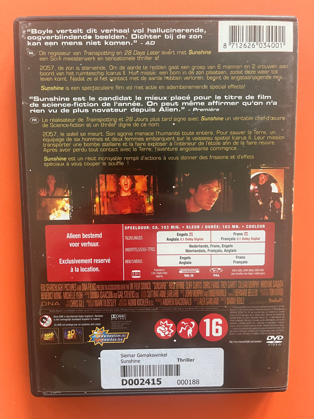 Sunshine – DVD (2007) | Cillian Murphy & Chris Evans