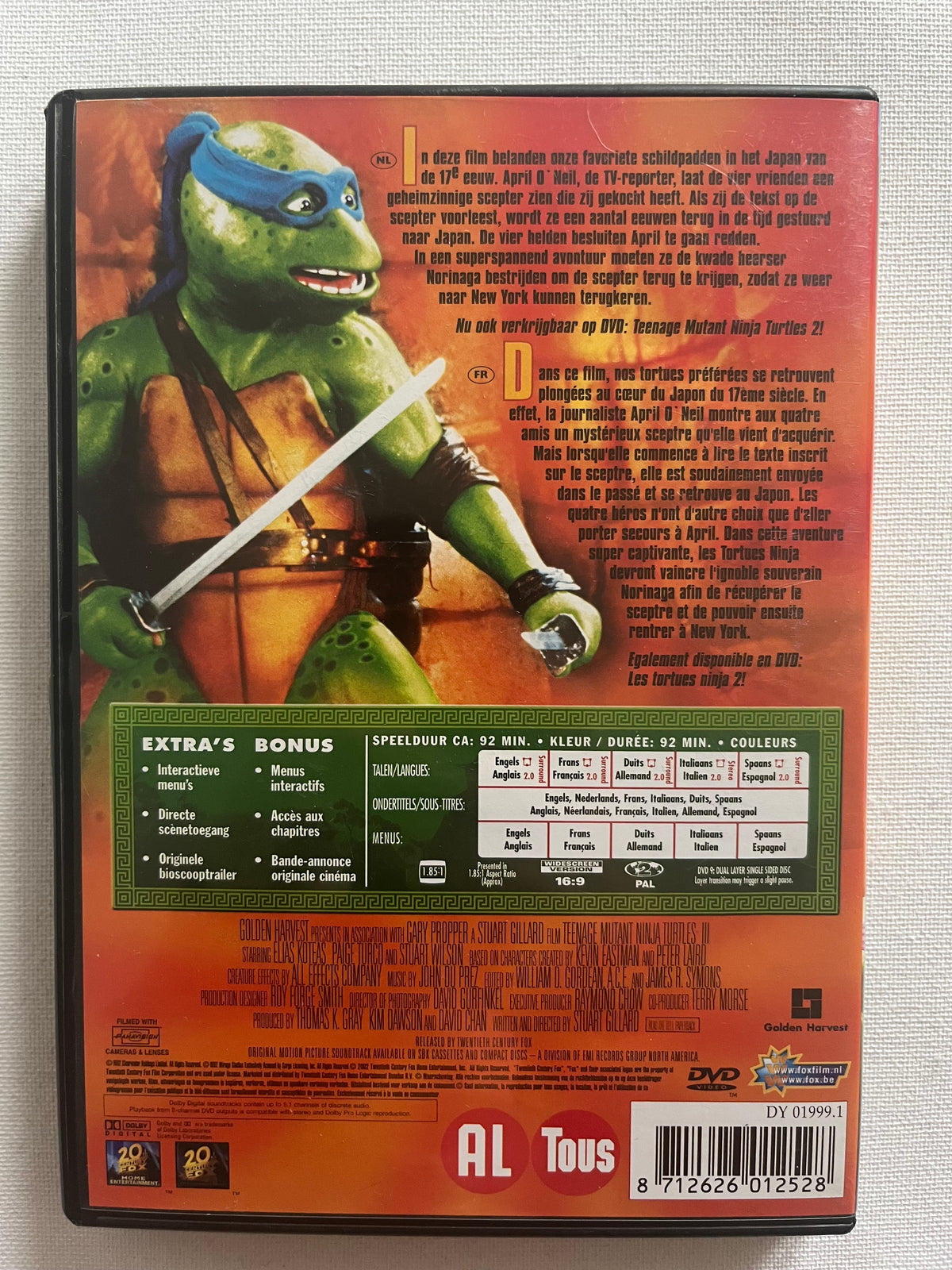 Teenage Mutant Ninja Turtles III – DVD (1993) | Elias Koteas & The Turtles