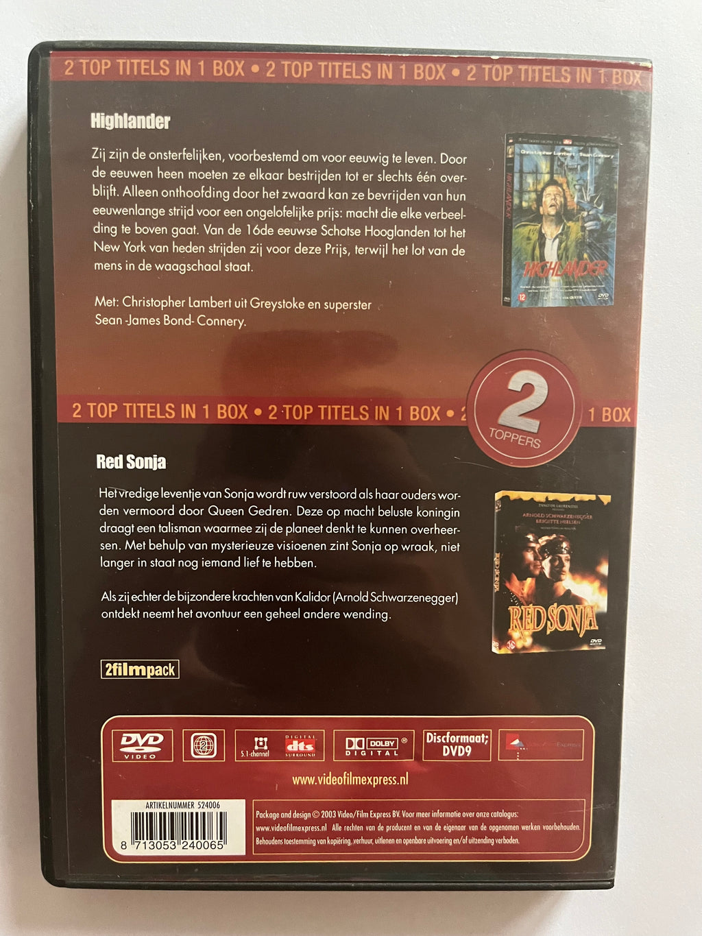 Highlander & Red Sonja – 2-DVD Set (1986 / 1985) | Fantasy Action Classics