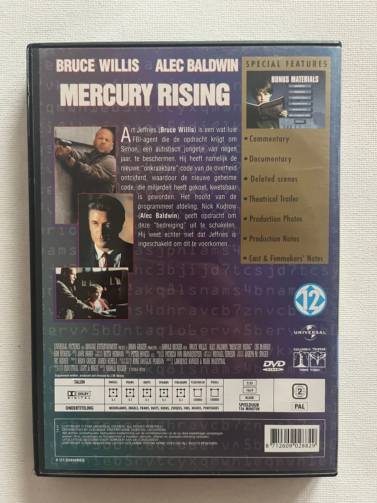 Mercury Rising – DVD (1998) | Bruce Willis & Alec Baldwin
