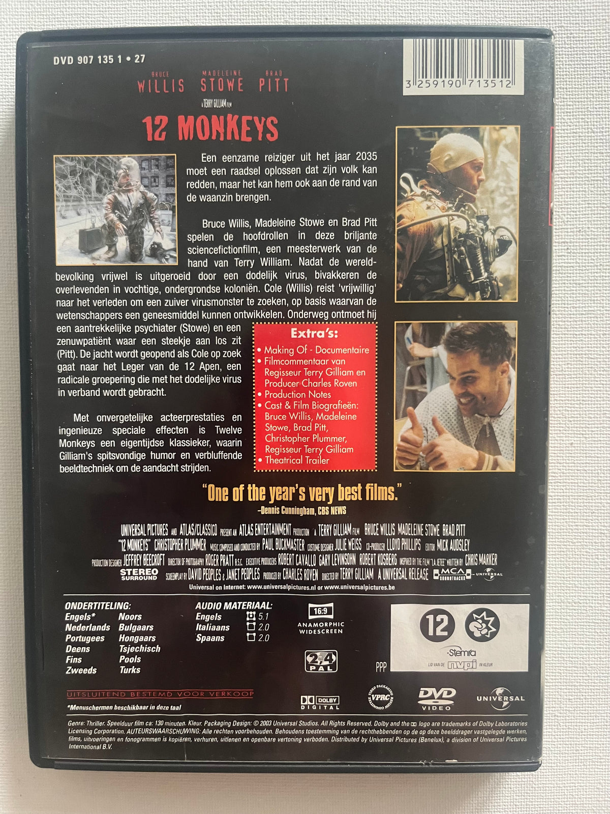 12 Monkeys – DVD (1995) | Bruce Willis & Brad Pitt