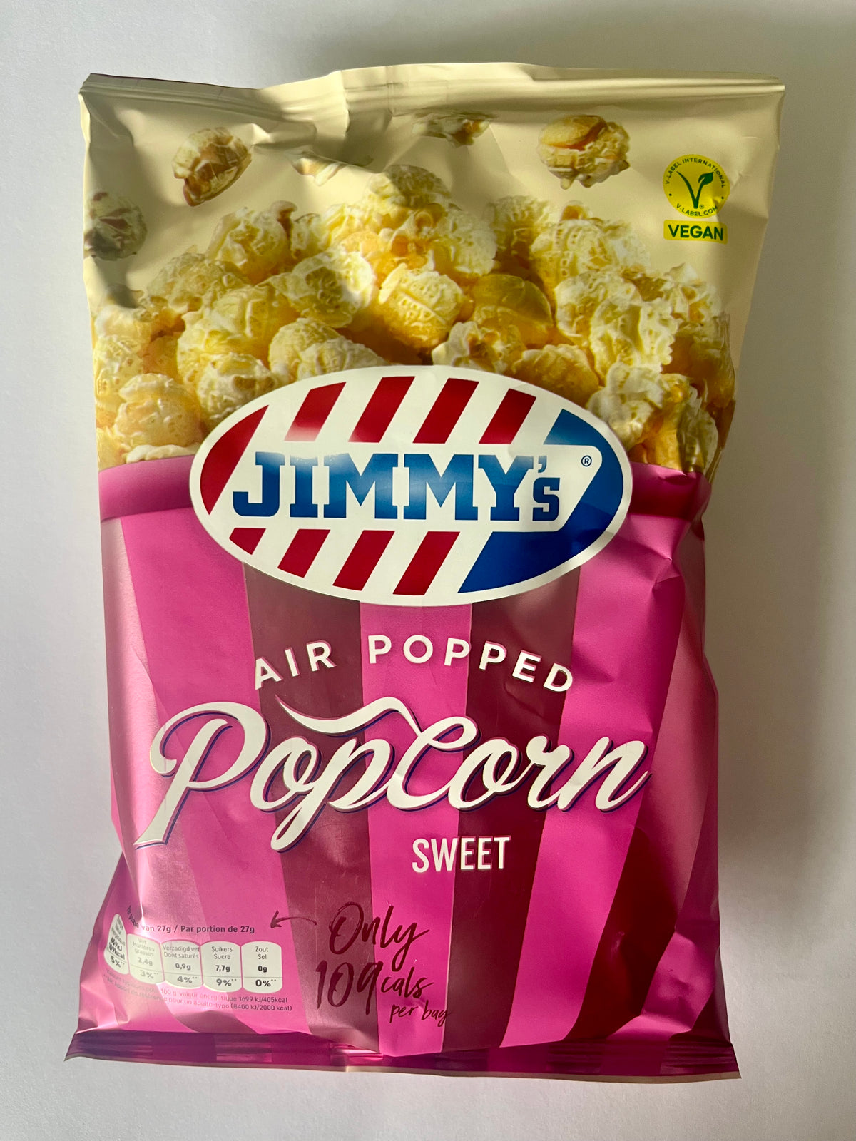 Jimmy’s Air Popped Sweet Popcorn – Vegan – 27g