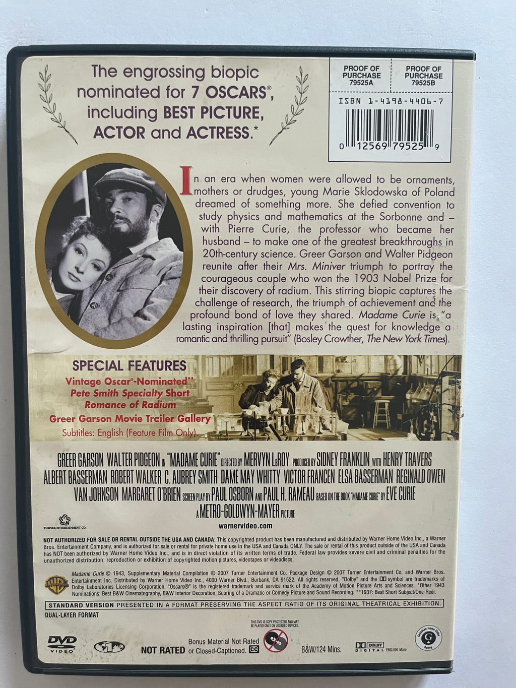 Madame Curie – DVD (1943) | Greer Garson & Walter Pidgeon