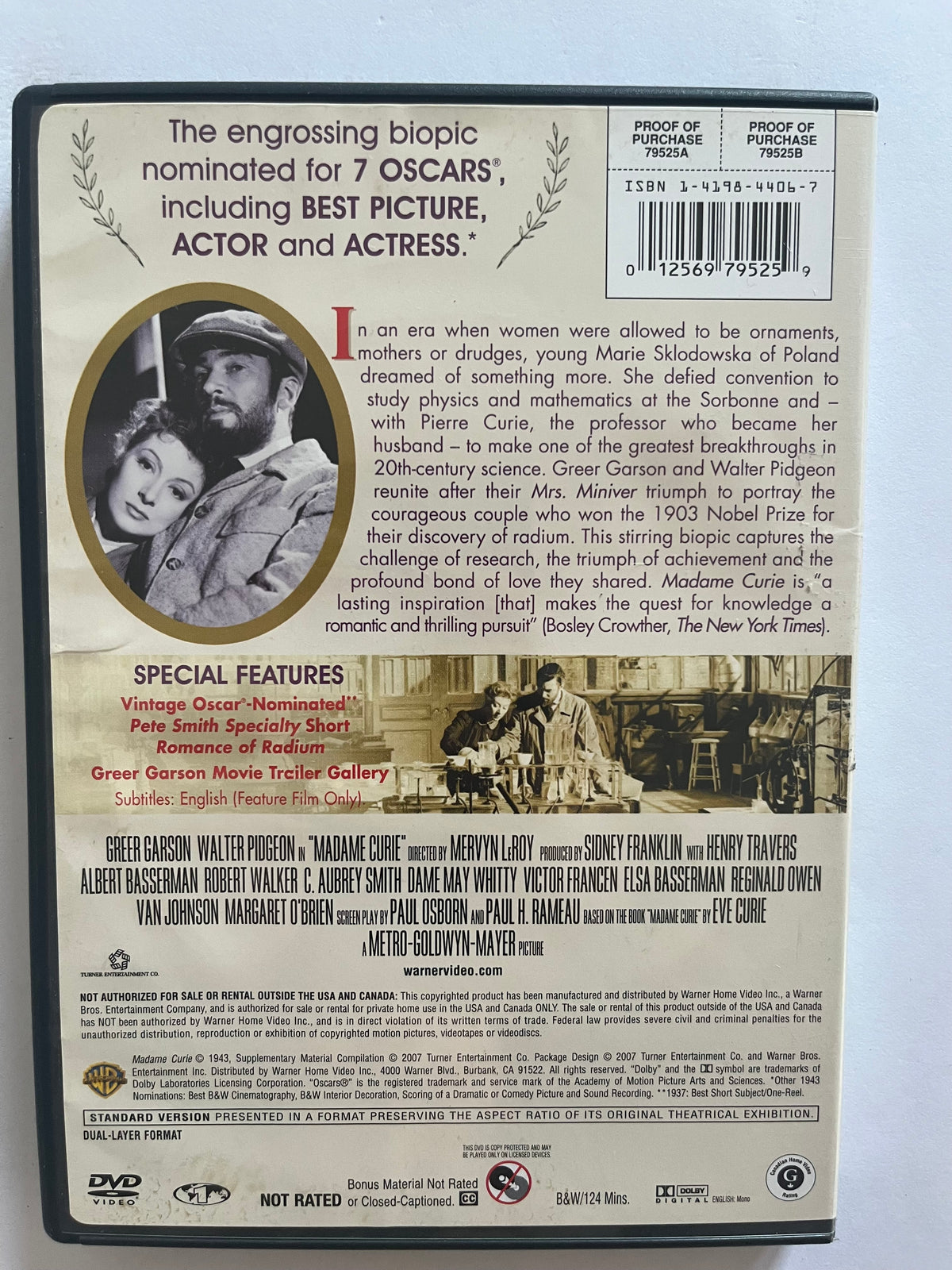 Madame Curie – DVD (1943) | Greer Garson & Walter Pidgeon