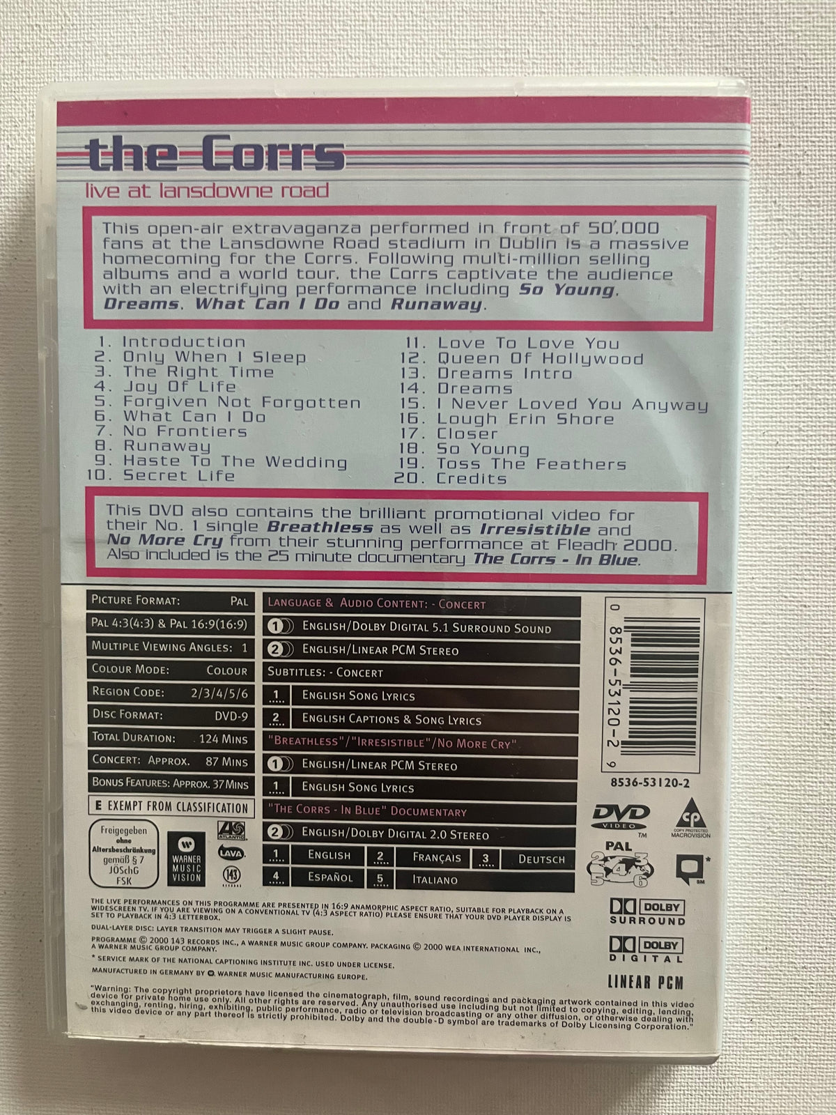 The Corrs: Live at Lansdowne Road – DVD (2000) | Live Concert