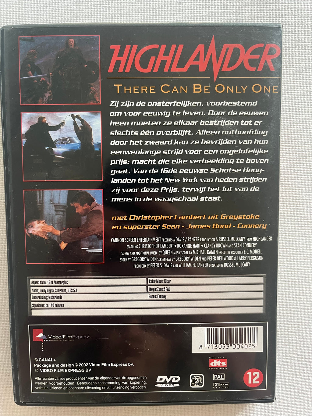 Highlander – DVD (1986) | Christopher Lambert & Sean Connery