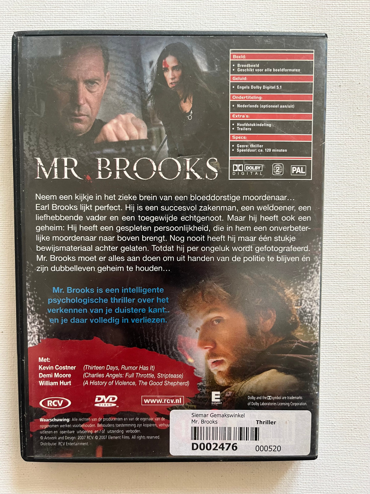 Mr. Brooks – DVD (2007) | Kevin Costner & Demi Moore