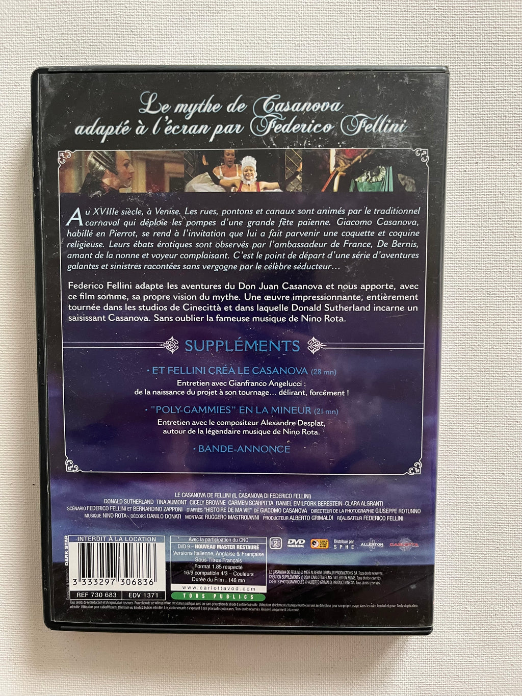 Fellini’s Casanova – DVD (1976) | Donald Sutherland