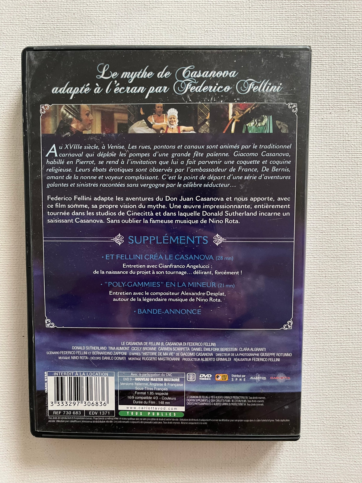Fellini’s Casanova – DVD (1976) | Donald Sutherland
