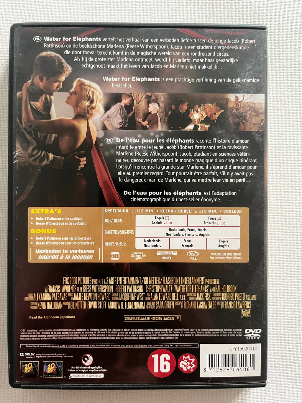 Water for Elephants – DVD (2011) | Reese Witherspoon & Robert Pattinson