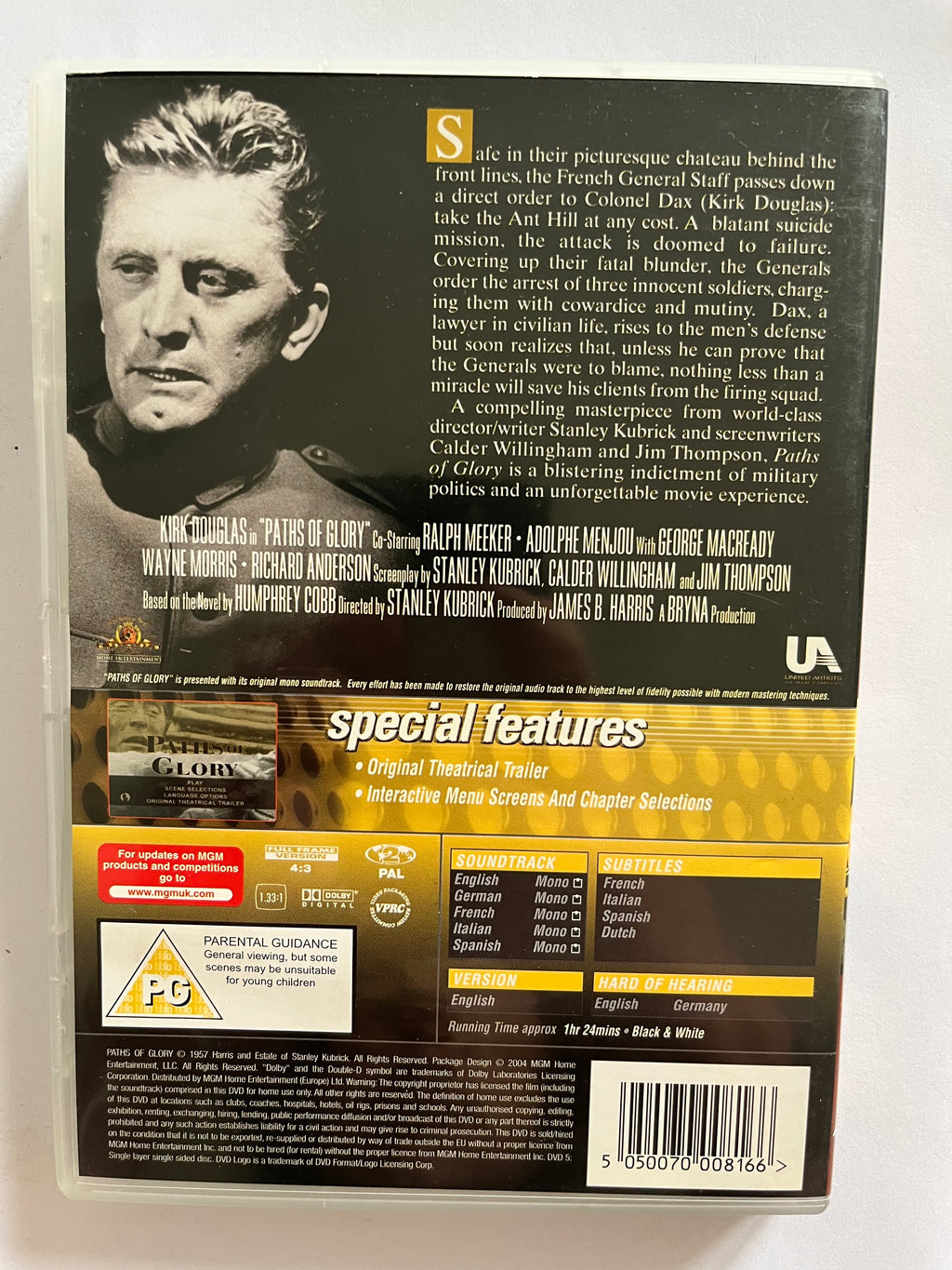 Paths of Glory – DVD (1957) | Kirk Douglas | Stanley Kubrick